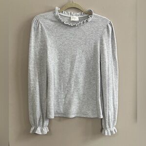 Everly light grey soft long sleeve ruffle neck and cuffs size medium